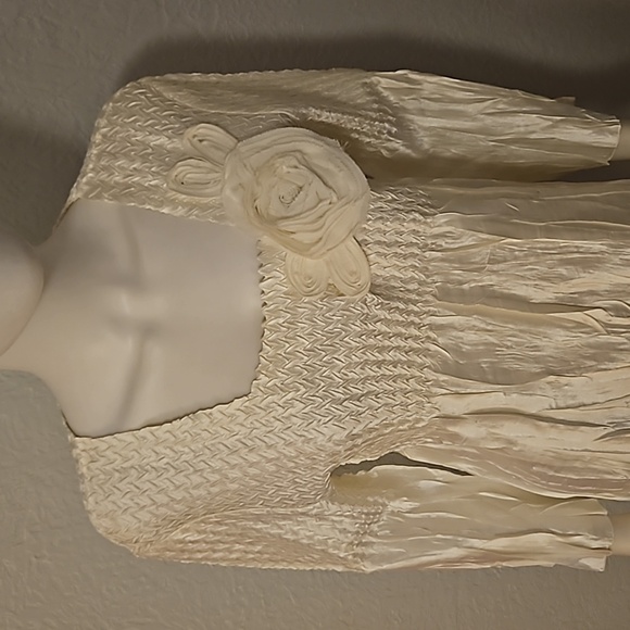 VTG TOFFEE APPLE 1990s White Satin Rosette Square Neck Castlecore Blouse - Picture 7 of 9